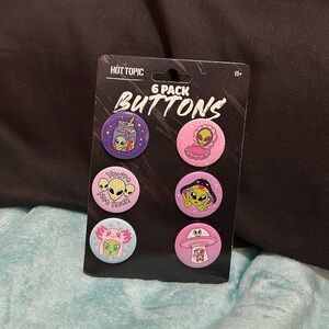 Alien Themed Buttons 6 Pack of Pins
